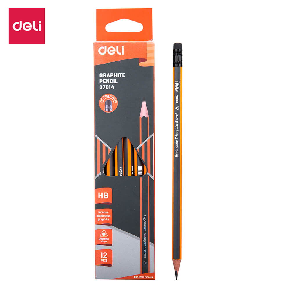 Deli 38029N Black Graphite Pencil (HB) - 12pcs